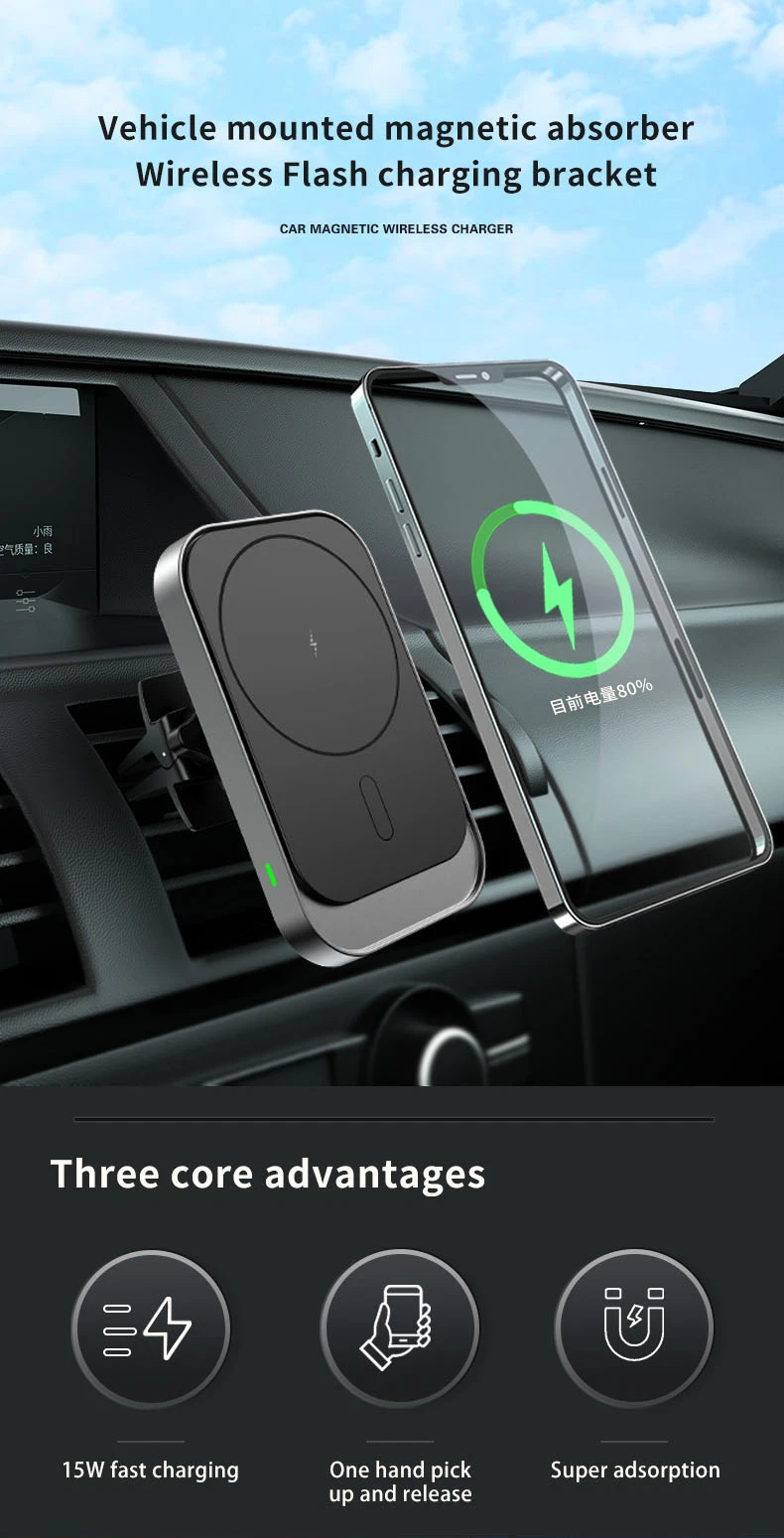 New Arrival 15W Fast Charging Car Magnetic Wireless Charger